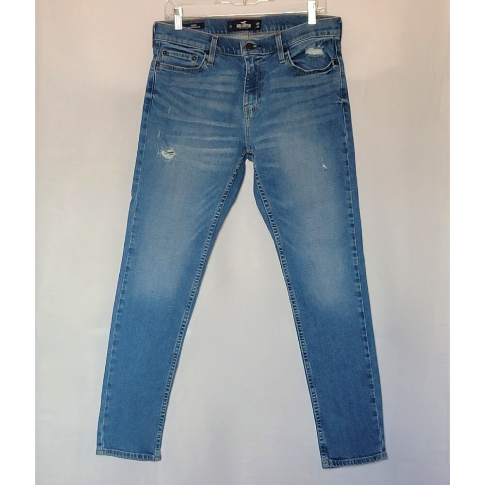 Hollister Epic Flex Skinny Medium Wash Blue Denim Jeans Mens Sz:30x30 Distressed